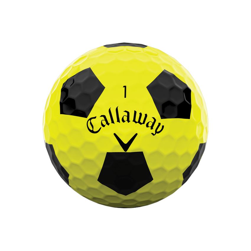 Balles de golf Callaway Chrome Soft Truvis 2022, balles de golf de haute performance avec logo Truvis visible en image.