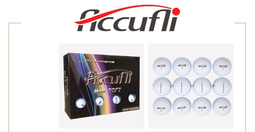 Balles de golf Accufli Max Soft blanches de Golf Stuff, souples et légères, visibles en gros plan.