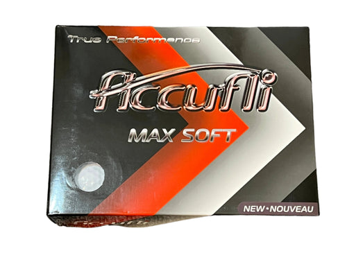 Ballons de golf blancs Accufli Max Soft de Golf Stuff, paquet de 12, conçus pour une performance douce et légère.