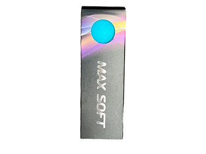 Balles de golf Accufli Max avec finition mate douce, fabriquées par Golf Stuff, dans un emballage bleu.
