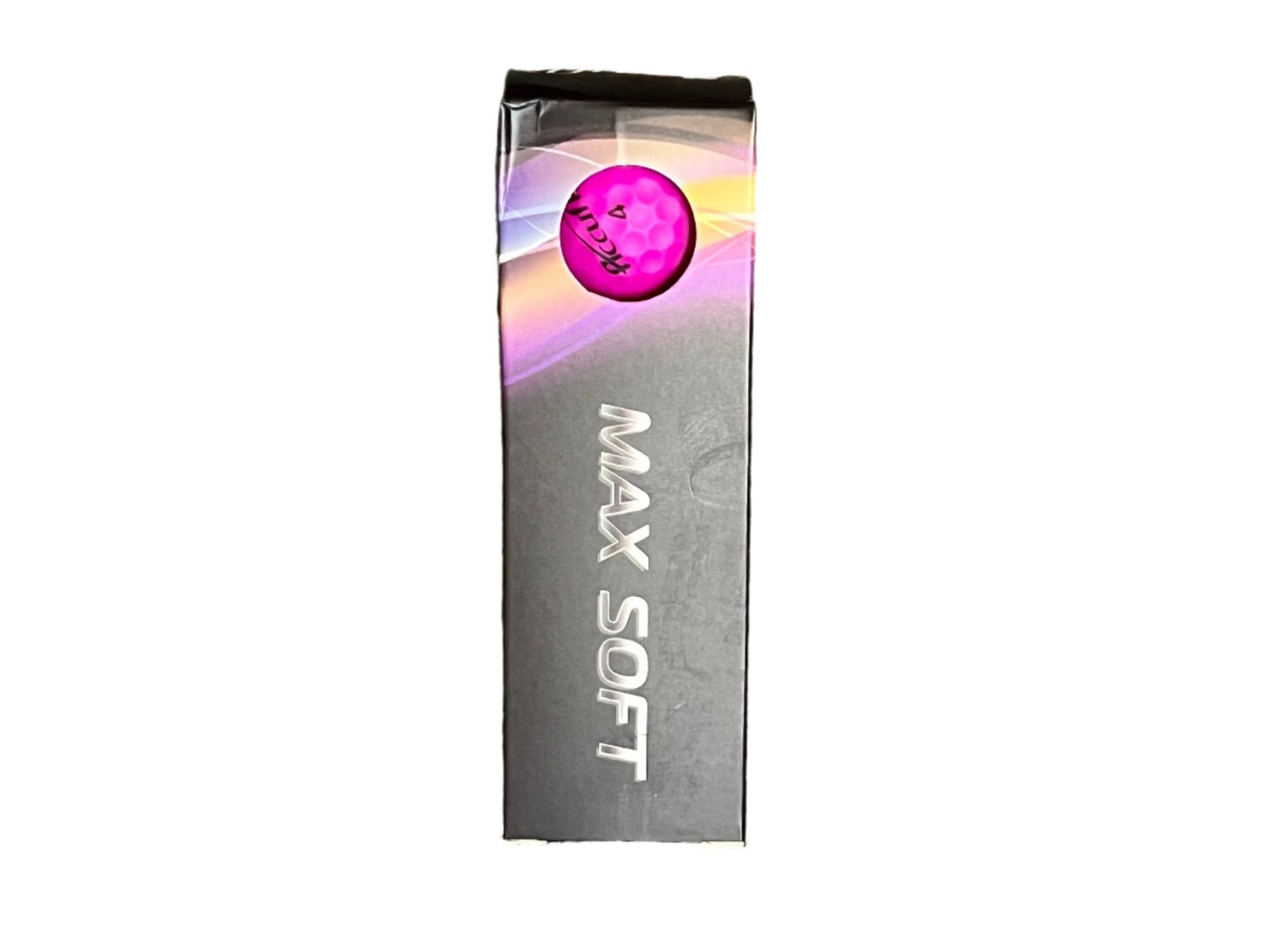 Balles de golf Accufli Max Soft Matte Finish de Golf Stuff, balle de golf violette dans un emballage.
