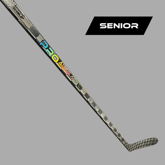 Bâton de hockey senior Pro All Black V2 en carbone 24K léger et durable