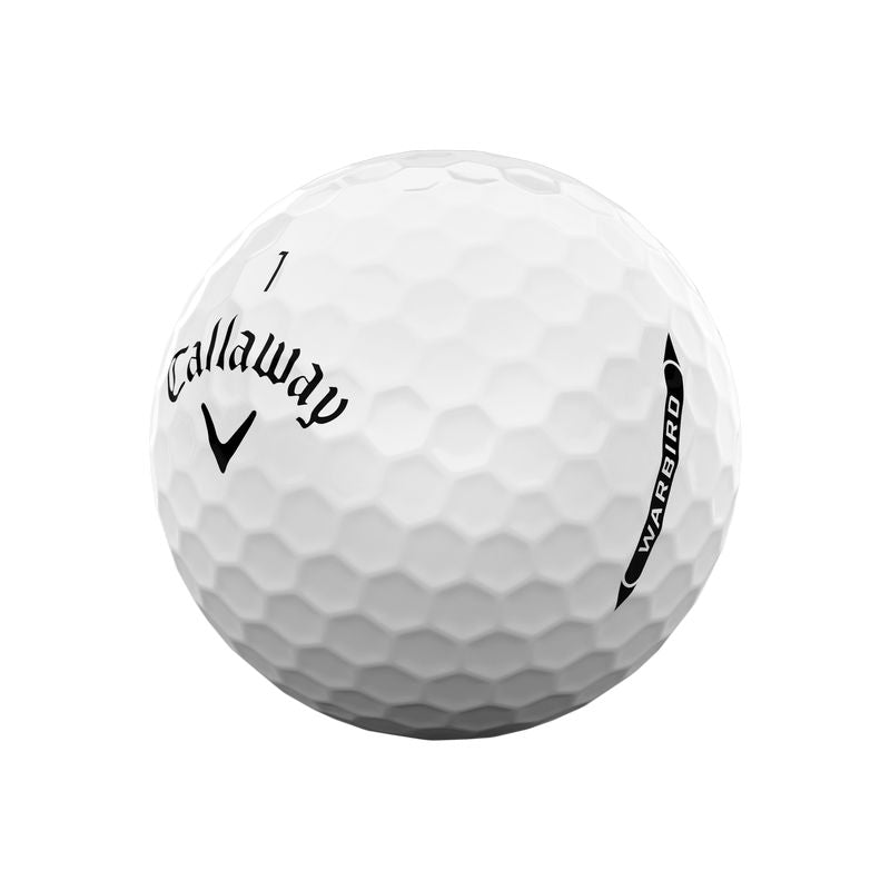 Balles de golf Callaway Warbird Distance+ 2025, balles de golf blanches avec logo Callaway, pour distance et performance.