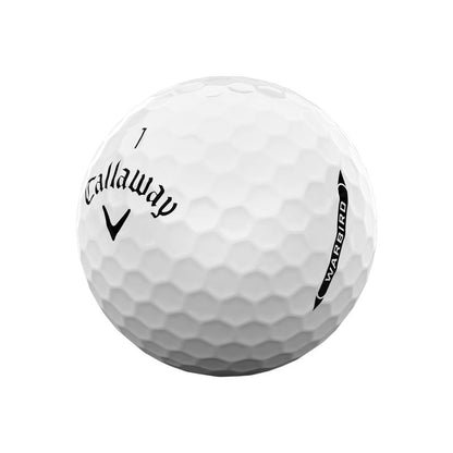 Balles de golf Callaway Warbird Distance+ 2025, balles de golf blanches avec logo Callaway, pour distance et performance.