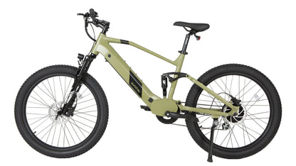Vélo électrique Defender E-Vélo EUNORAU QUEBEC avec cadre noir, guidon et pneus en gros plan, prêt pour la route.