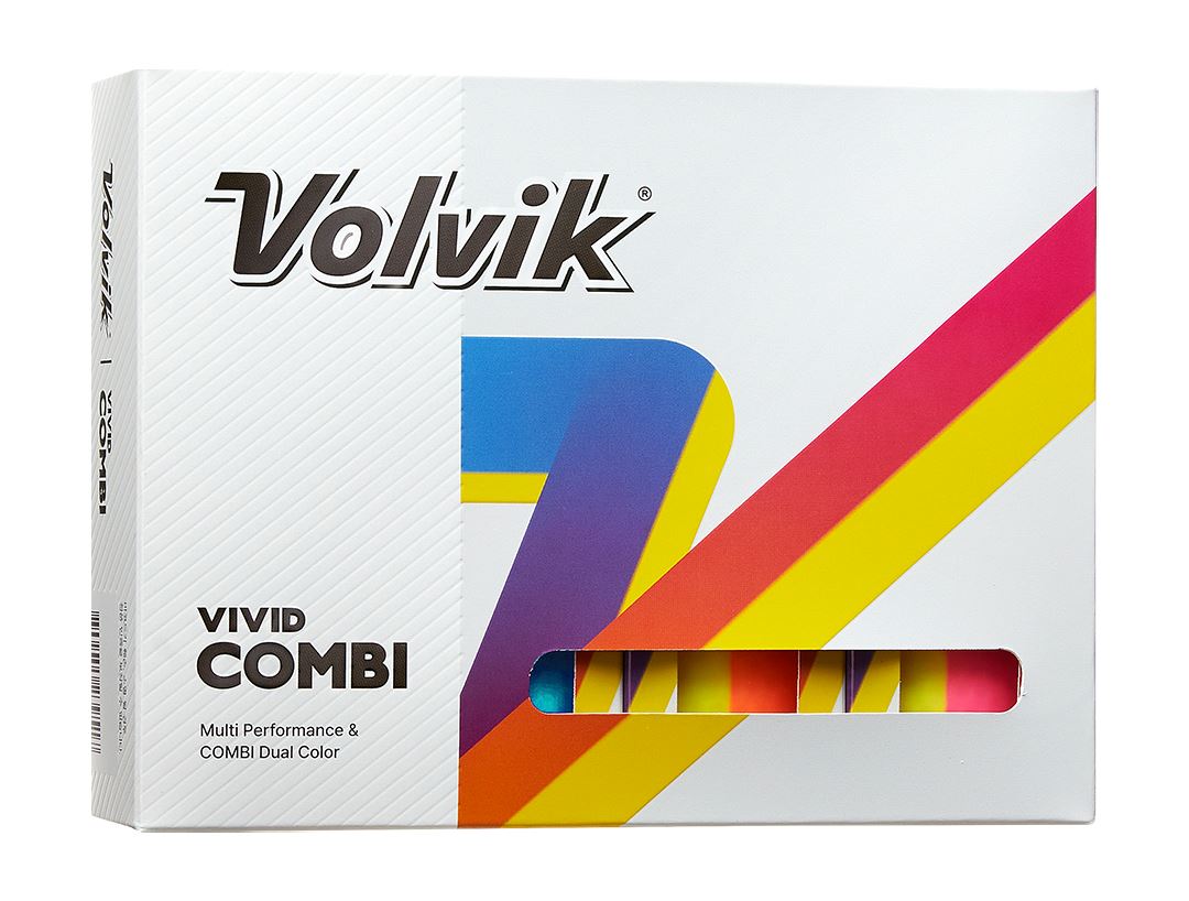 Ballons de golf Volvik Vivid Combi de Golf Stuff, boîte de 12, couleur vive et design distinctif pour performance sur le terrain.