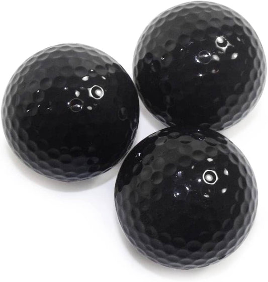 Balles de golf Nitro Black de Golf Stuff, boîte de 12 balles de golf noires avec logo blanc, pour performance sur le terrain.