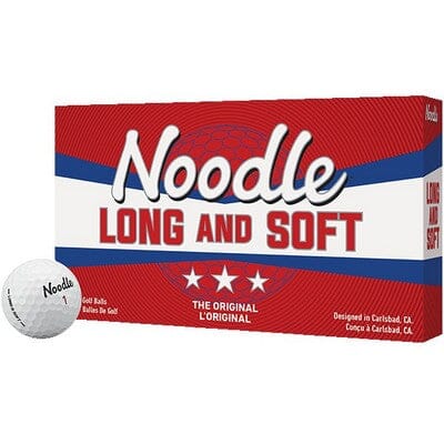 Balles de golf Noodle Long And Soft The Original ND21 de Golf Stuff, boîte de 15, balles blanches souples et longues.