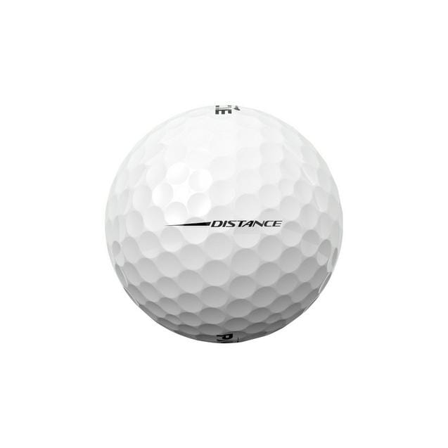 Balles de golf Pinnacle Distance 2025 de Golf Stuff, vue en gros plan, montrant la surface et le design des balles.