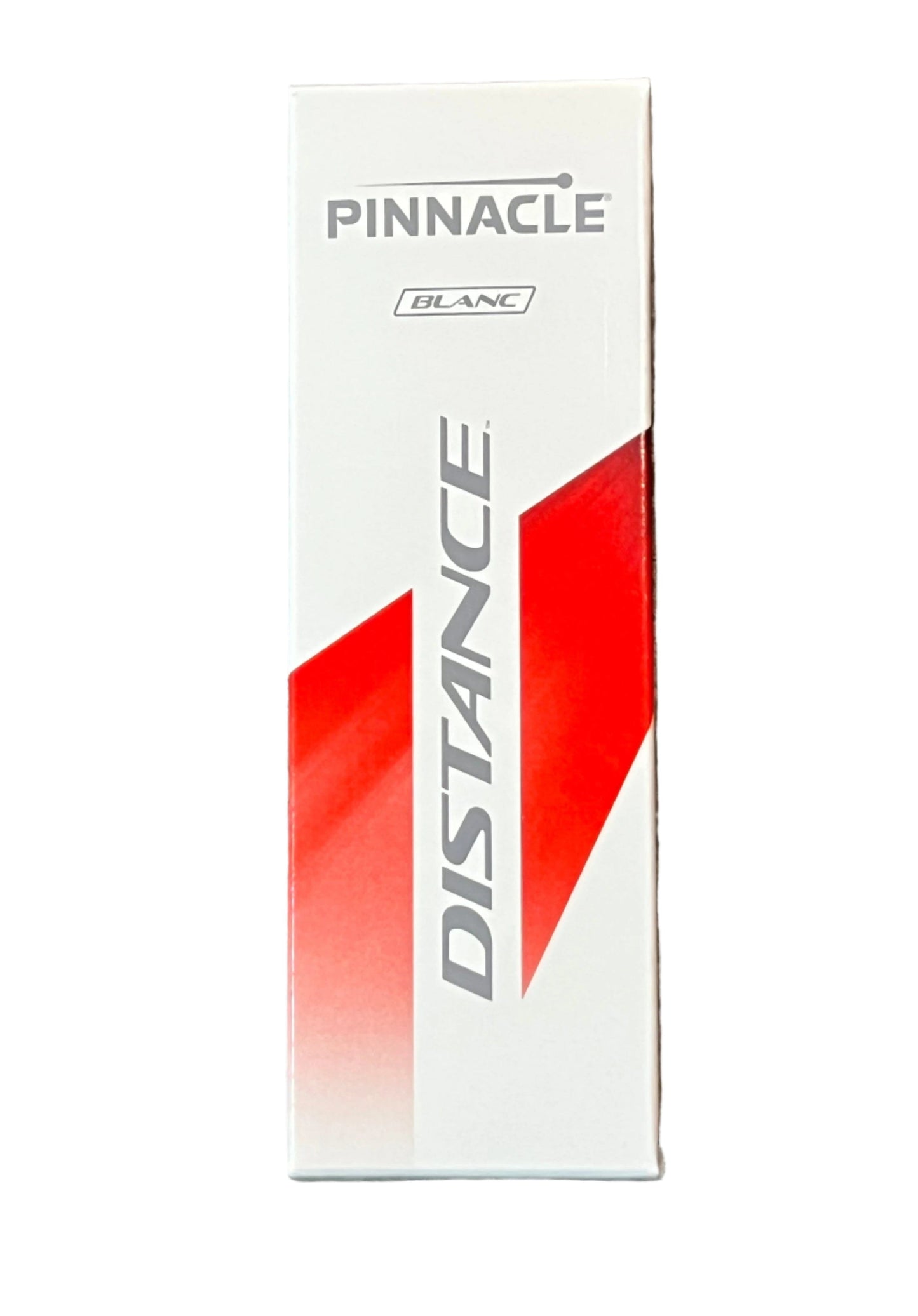 Balles de golf Pinnacle Distance Golf Balls 2025 blanches dans un emballage, conçues pour une performance longue distance.
