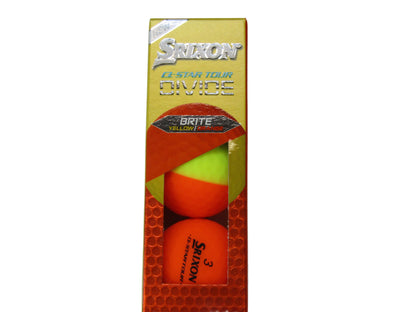 Ballons de golf Srixon Q-Star Tour Divide 2 '24, balle brillante jaune-orange dans un emballage de trois, marque Golf Stuff