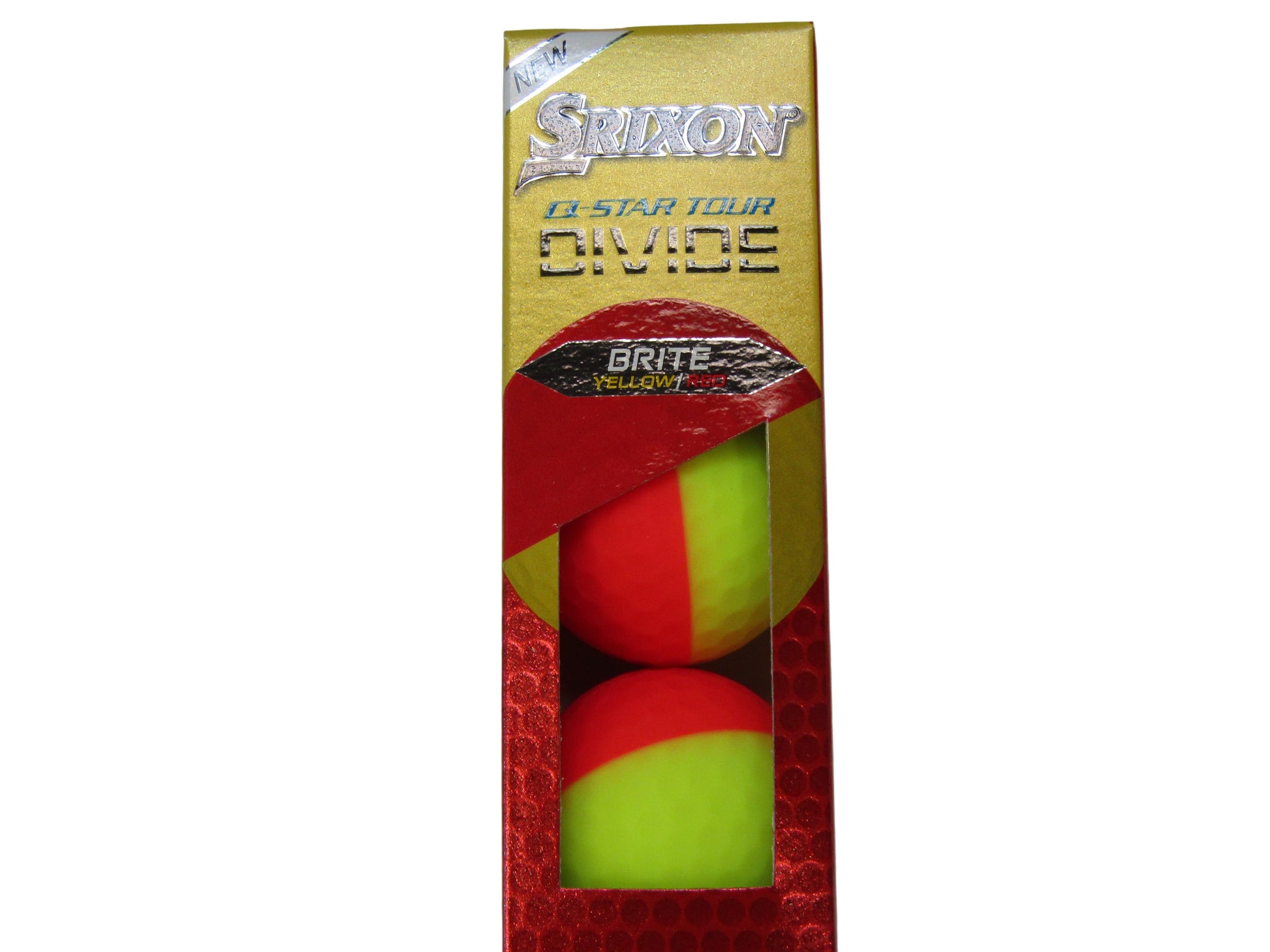 Ballons de golf Srixon Q-Star Tour Divide 2 '24, balle de golf brillante jaune et rouge en emballage de 3.