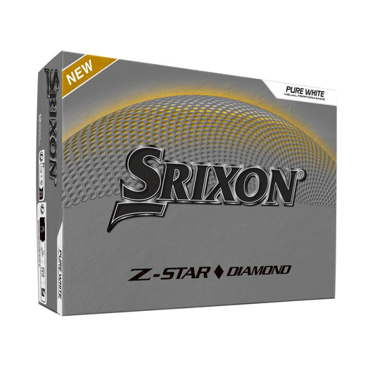 Balles de golf Srixon Z Star Diamond '25 dans une boîte de 12, conçues pour un excellent contrôle et une performance optimale.