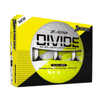 Boîte de 12 balles de golf Srixon Z Star XV Divide '25, balles de golf de haute performance, vue en gros plan.