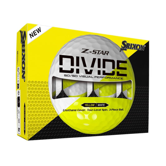 Boîte de 12 balles de golf Srixon Z Star XV Divide '25, balles de golf de haute performance, vue en gros plan.