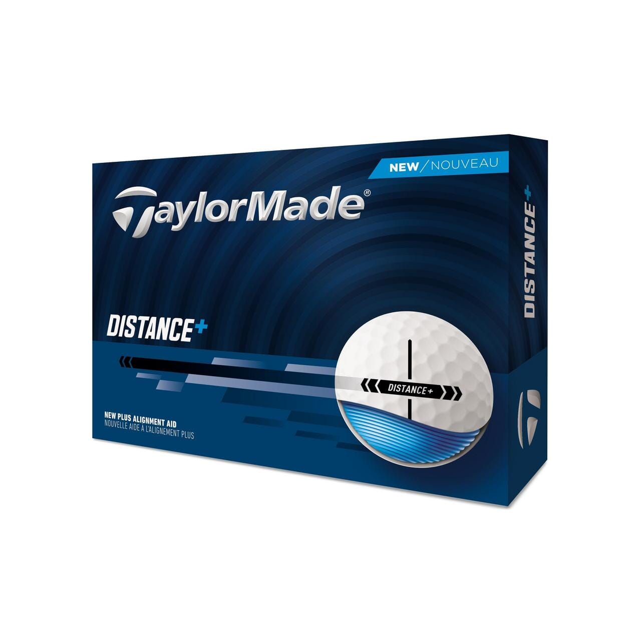 Balles de golf TaylorMade Distance+ blanches, 25 pièces, dans une boîte de 12, performance et distance pour joueurs de golf.