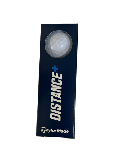 Balles de golf TaylorMade Distance+ blanches, lot de 25, conçues pour une distance optimale et une performance fiable.