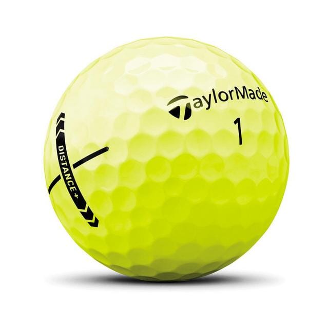 Balles de golf TaylorMade Distance+ jaunes, lot de 25 balles de golf de haute performance, parfaites pour le golf.