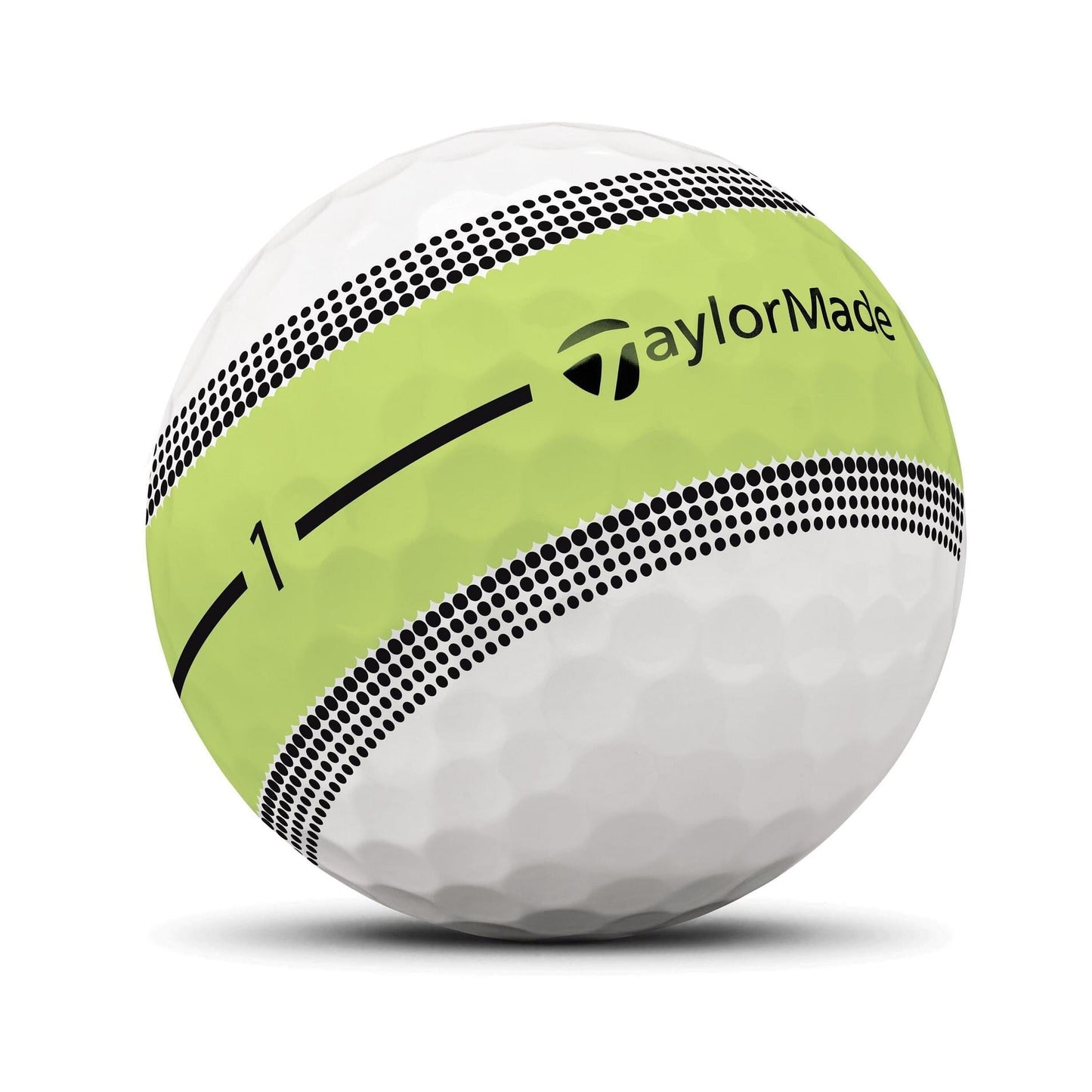 Balles de golf TaylorMade Tour Response Stripe '25, balles de golf colorées avec rayures, marque Golf Stuff, vue rapprochée.