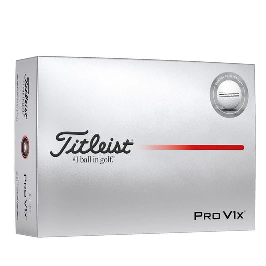 Balles de golf Titleist Pro V1x 2025 avec alignement amélioré, boîte de 12, blanches, pour performance sur le parcours