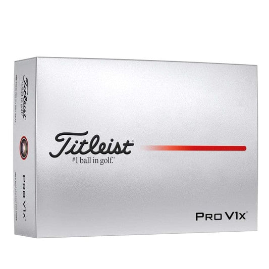 12 balles de golf Titleist Pro V1x 2025 dans une boîte blanche, balle de golf de haute performance de la marque Golf Stuff