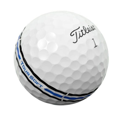Balles de golf Titleist Tour Soft Aim 360 2024, balles de golf de marque Golf Stuff, avec design moderne et logo visible