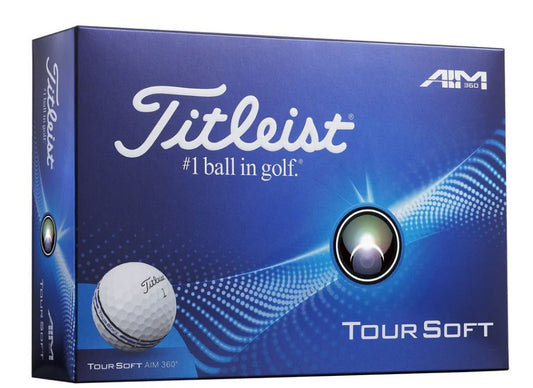 Boules de golf Titleist Tour Soft Aim 360 blanc, pack de 12, conçues pour une performance et une douceur exceptionnelles.