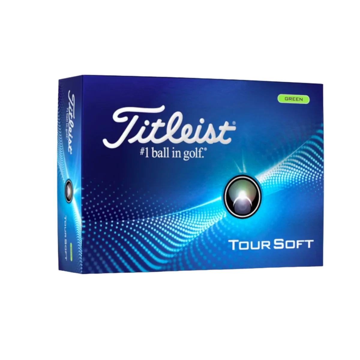 Balles de golf Titleist Tour Soft 2024 dans une boîte de 12, balles vertes pour un jeu de précision.