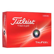 Balles de golf Titleist Trufeel 2024 de Golf Stuff dans une boîte de 12, finition matte rouge.