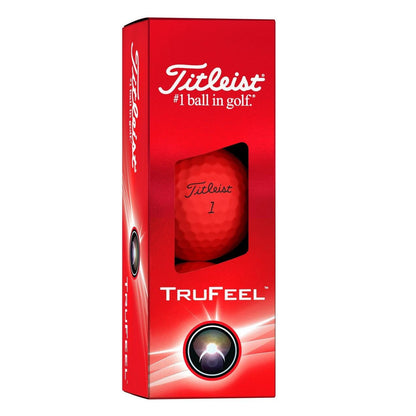 Balles de golf Titleist Trufeel 2024 de Golf Stuff, emballage de 3, finition matte rouge, conçu pour une meilleure sensation et performance.