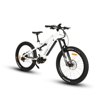 Vélo électrique URUS de la marque E-Vélo EUNORAU QUEBEC, cadre noir, guidon et pneus en vue.