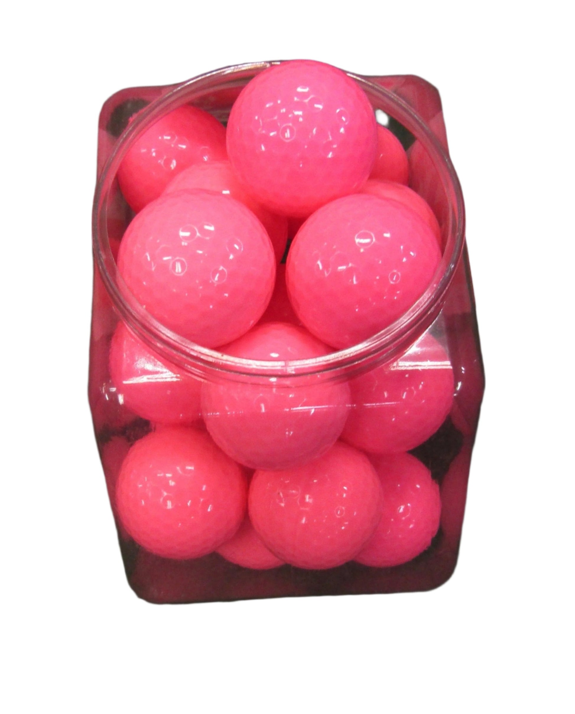 Balles de golf colorées Volf Golf Bulk à deux couches pour entraînement, marque Golf Stuff, en rose foncé.