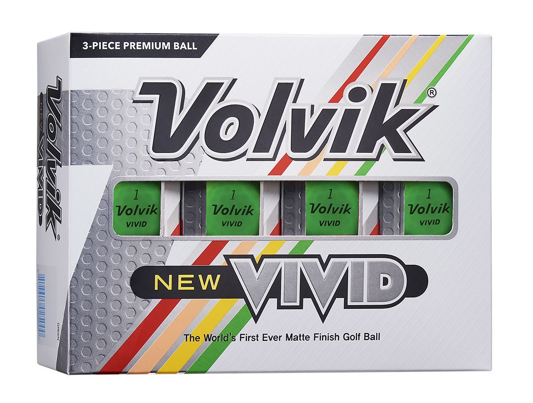Ballons de golf Volvik Vivid 2022 vert dans une boîte de 12, marque Golf Stuff, pour performance sur le parcours