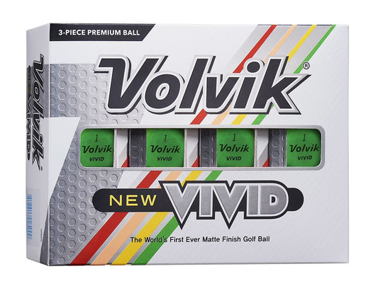 Ballons de golf Volvik Vivid 2022 vert dans une boîte de 12, marque Golf Stuff, pour performance sur le parcours
