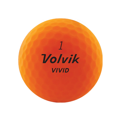 Balles de golf Volvik Vivid 2022 de couleur orange dans un étui, marque Golf Stuff, pour jeu de golf précis.