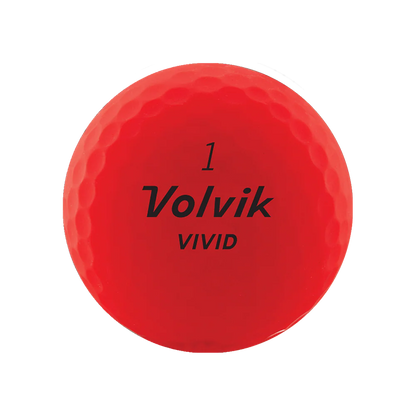 Balles de golf Volvik Vivid 2022 rouges dans leur emballage, conçues pour une excellente visibilité sur le parcours.