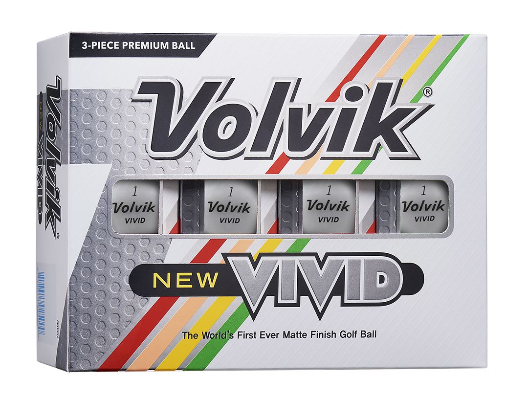 Balles de golf Volvik Vivid 2022 blanches dans une boîte de 12, Balles de golf de marque Golf Stuff, haute visibilité et performance