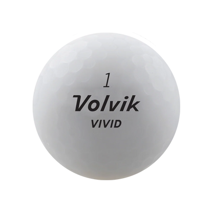 Balles de golf Volvik Vivid 2022 blanches dans un emballage, conçues pour une visibilité accrue sur le terrain.