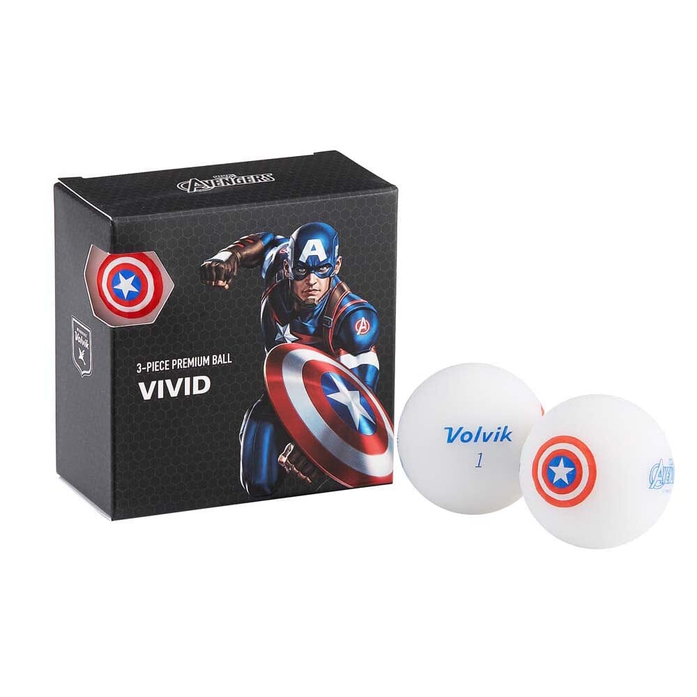 Ballons de golf Volvik Vivid Marvel Square à l'effigie de Captain America, ensemble de 12 balles de golf colorées.
