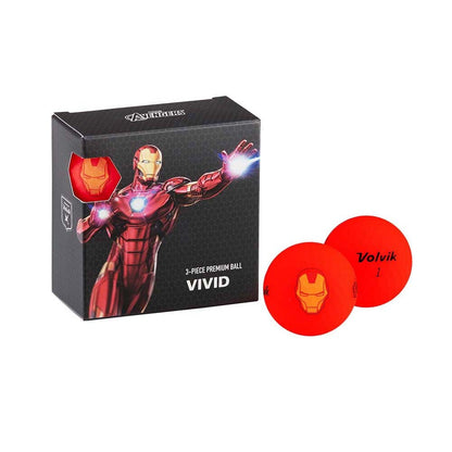 Ballons de golf Volvik Vivid Marvel Square avec design Iron Man, ensemble de balles de golf colorées et vibrant.