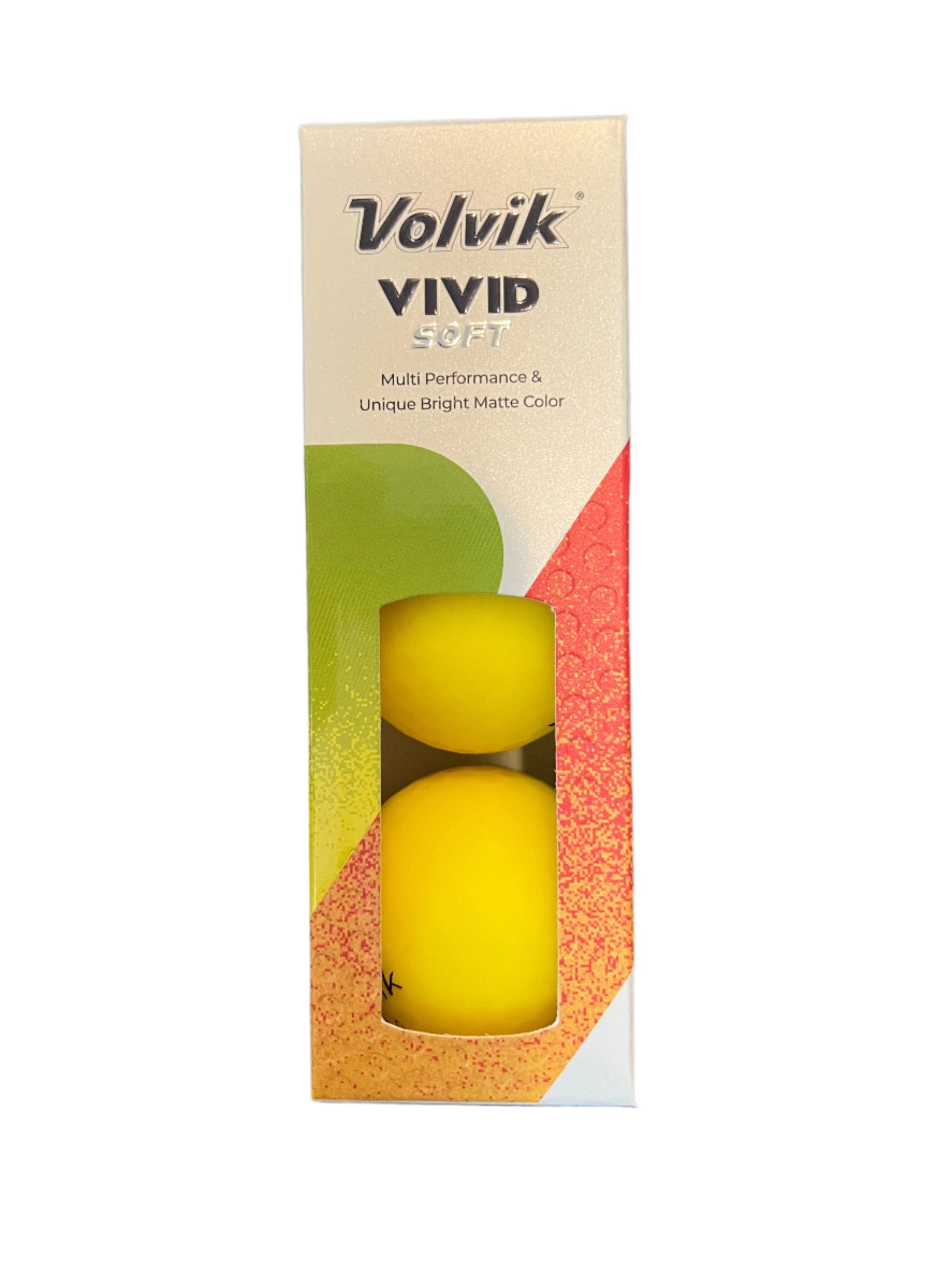 Balles de golf Volvik Vivid Soft jaunes, balle de golf souple de la marque Golf Stuff, en paquet de trois.